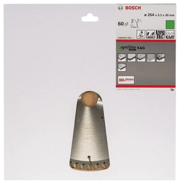 BOSCH Optiline Wood 254 mm 60 Diş Ahşap Elmas Daire Testere ürün görseli 1