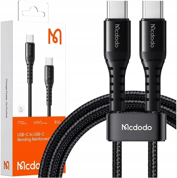 Mcdodo CA-5641 60W 3A TypeC TypeC Şarj Data Kablosu Siyah 1M ürün görseli 1