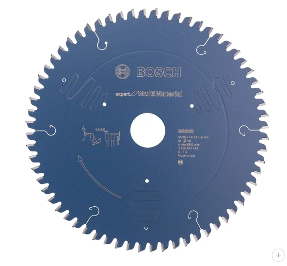 BOSCH Expert for Multimaterial 216x30x2.4 mm 64 Diş Aluminyum Elmas Daire Testere (2608642493) ürün görseli 1