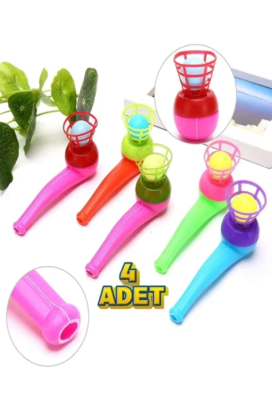 4'lü Set Oyuncak Saksafon Popit Pipet Top Üfleme Oyunu Eğitici Oyuncak ürün görseli 1