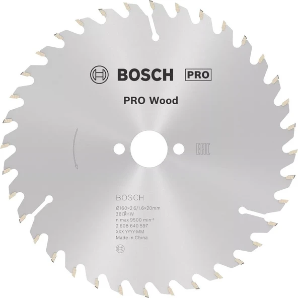 BOSCH 160x20x2,6/1,6 mm 24 Diş PRO Wood Ahşap Elmas Daire Testere Bıçağı ürün görseli 1
