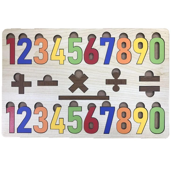 Farbu Oyuncak Renkli Sayılar İşlemler 27 Pcs Eğitici Ahşap Puzzle FBP12 ürün görseli 1