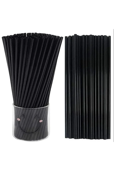 1000 ADET KALIN Frozen Pipet Siyah  Pipet 22 Cm 7 mm Düz Pipet 1000 li ürün görseli 1