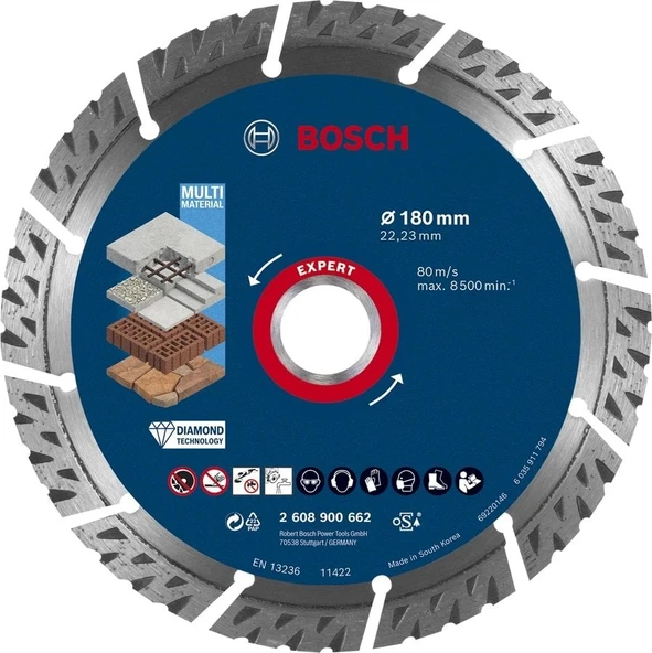 BOSCH Expert MultiMeterial Yapı Malzemeleri İçin Elmas Testere 180 mm ürün görseli 1