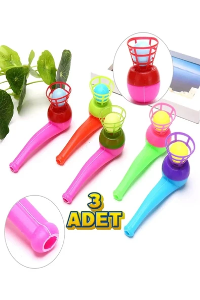 Pipetli Top Üfleme Oyunu Popit Eğitici Oyuncak 3 Adet ürün görseli 1