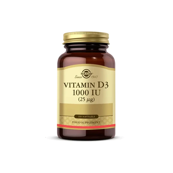 Solgar Vitamin D3 1000 IU 100 Yumuşak Kapsül ürün görseli 1