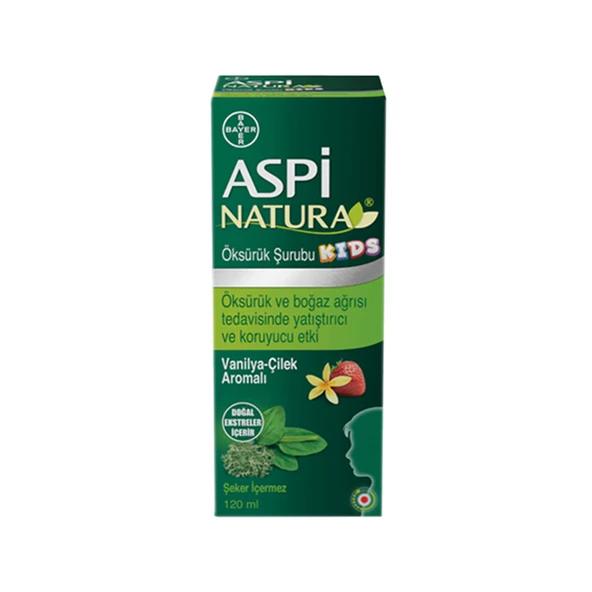 Aspi Natura Kids Öksürük Şurubu Vanilya Çilek Aromalı 120 ml ürün görseli 1