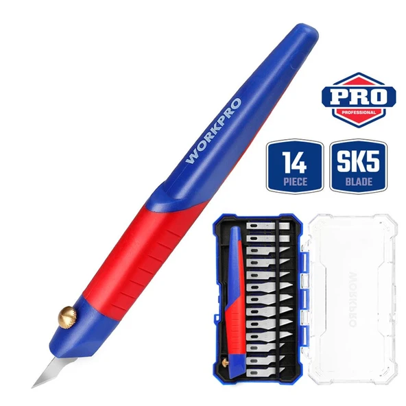 WORKPRO WP219005 14 Parça Profesyonel Hobi Maket Bıçağı Seti ürün görseli 1
