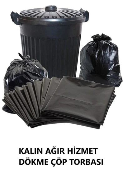 Dökme Çöp Torbası 80x110 Cm Ağır Hizmet Kalın 1 Kg Çöp Poşeti Jumbo Boy Siyah Renkli ürün görseli 1