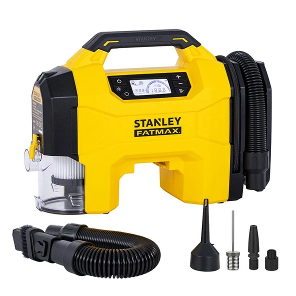 STANLEY SXVI02001 12V/18V 160 PSI Dijital Göstergeli Lastik&Yatak Şişirme+Araç Süpürgesi (Akü Dahil Değildir) SXVI02001 ürün görseli 1