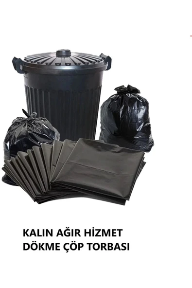 20 Kg Dökme Çöp Torbası 80x110 Cm Ağır Hizmet Kalın Çöp Poşeti Jumbo Boy Siyah Renkli ürün görseli 1