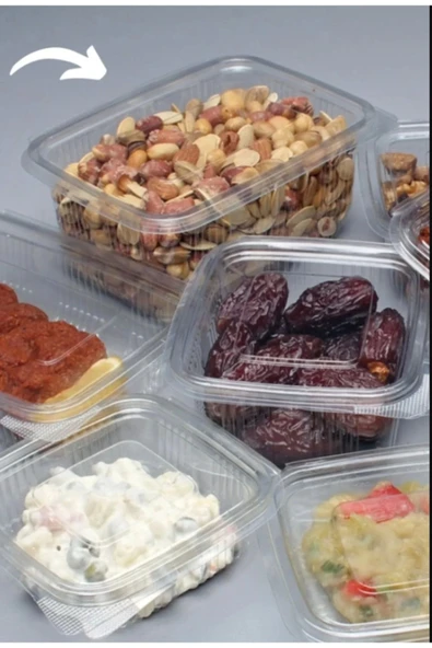 600 ADET Kullan At Tek Kullanımlık Plastik Kapaklı Kase 1000 gr Sızdırmaz Plastik Kap 1 Kg ürün görseli 1