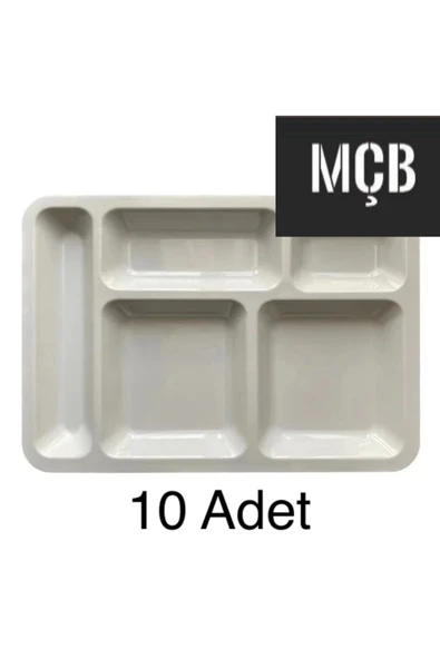 10 Adet 5 Gözlü Kırılmaz Plastik Tabldot Tabağı Beyaz Self Servis Tabildot Tabilot Tabak ürün görseli 1