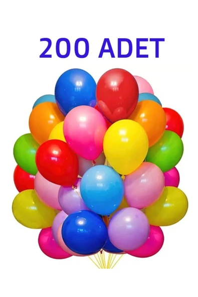 200 Adet Renkli Balon Karışık Renk Parti Doğum Günü Kutlama Özel Günler ürün görseli 1