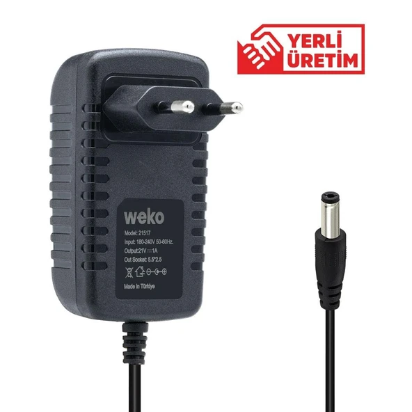 Weko 21 Volt - 1 Amper 5.5*2.5 Uçlu Priz Tipi Adaptör ürün görseli 1