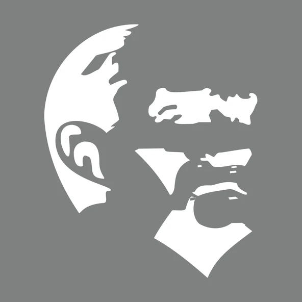Mustafa Kemal Atatürk Silüet Sticker 17x17 Cm Beyaz ürün görseli 1