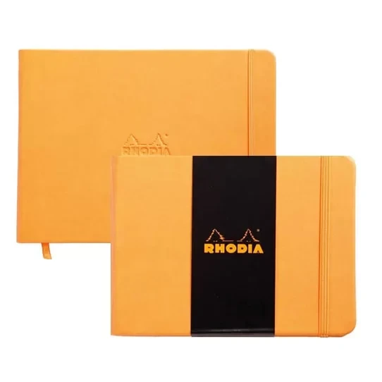 Rhodia Boutique Webnotebook Italyan Deri Kısa Kenarlı Ciltli(Yandan) Çizgisiz Defter Turuncu Sert Kapak ürün görseli 1