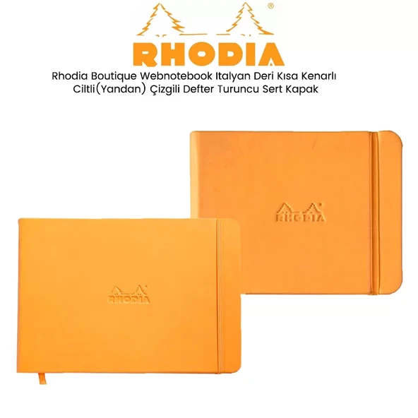 Rhodia Boutique Webnotebook Italyan Deri Kısa Kenarlı Ciltli(Yandan) Çizgili Defter Turuncu Sert Kapak ürün görseli 1