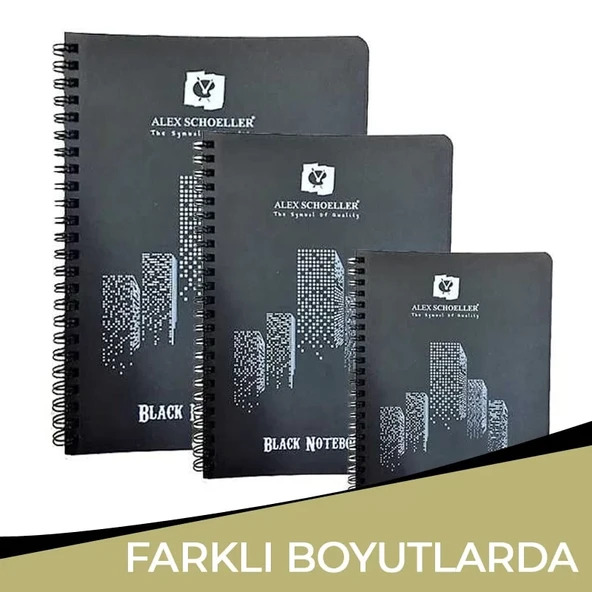 Alex Schoeller Black Notebook Siyah Defter Spiralli 120g 60 Yaprak ürün görseli 1