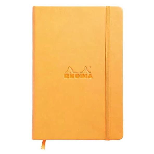 Rhodia Boutique Webnotebook Italyan Deri Çizgisiz Defter (Yandan) Turuncu Sert Kapak ürün görseli 1