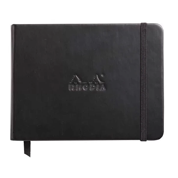 Rhodia Boutique Webnotebook Italyan Deri Kısa Kenarlı Ciltli(Yandan) Çizgili Defter Siyah Sert Kapak ürün görseli 1