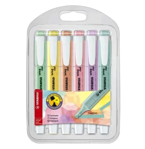 Stabilo Swing Cool Fosforlu Kalem Pastel Renkler 6Lı ürün görseli 1