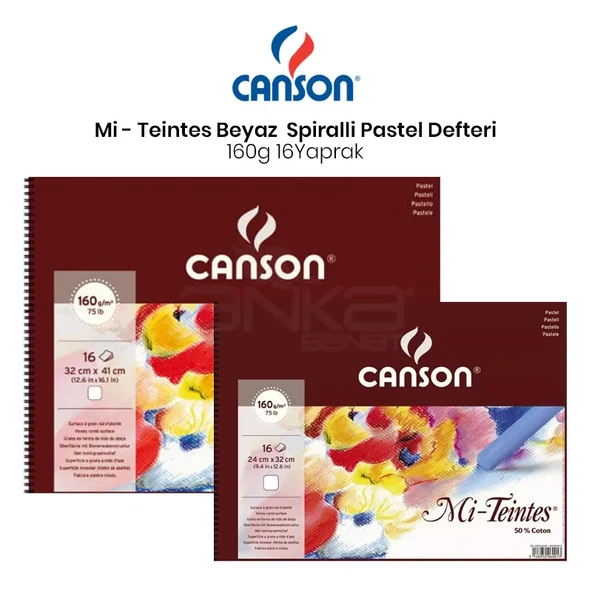Canson Mi-Teintes Beyaz Pastel Defteri Spiralli 16 Yaprak 160g ürün görseli 1