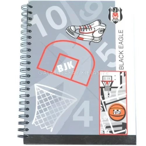 BJK A4 Spiralli Defter Sert Kapak - Gri (Çizgili) ürün görseli 1