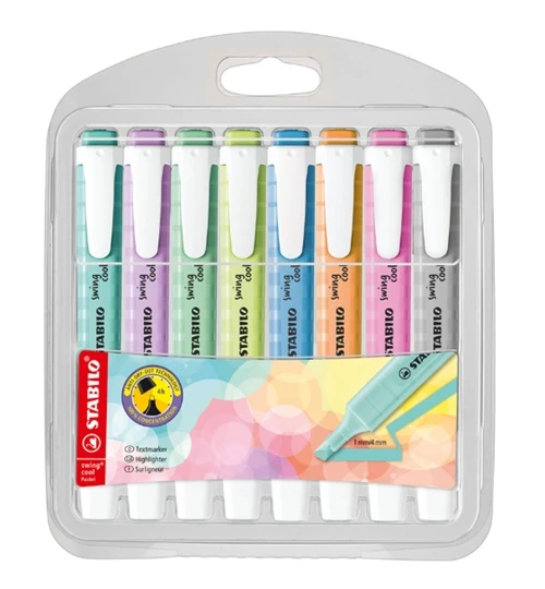 Stabilo Swing Cool Fosforlu Kalem Pastel Renkler 8Li ürün görseli 1