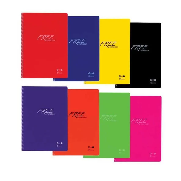 Keskin Color Free Spiralli Plastik Kapak Çizgisiz Defter A4 100 Yaprak ürün görseli 1