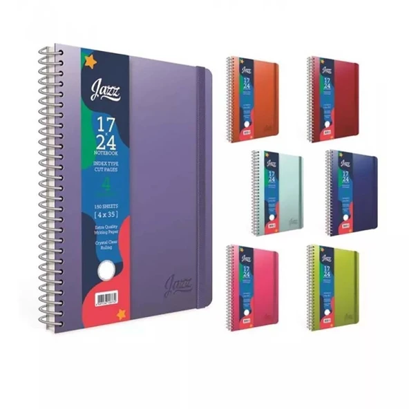 Gıpta Jazz 17x24cm Spiralli 4 Seperatörlü Defter 150yp Kareli 4648 ürün görseli 1