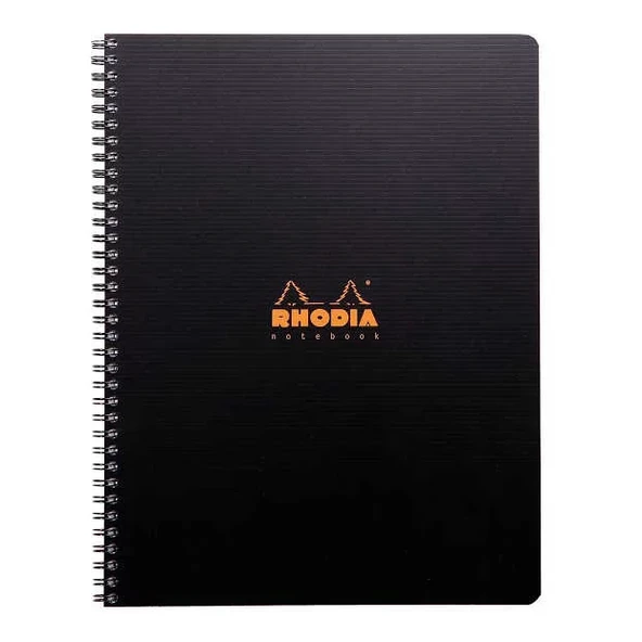 Rhodia Active Çizgili Defter Siyah Plastik Kapak Spiralli 90g 80 Yaprak 225x297mm ürün görseli 1