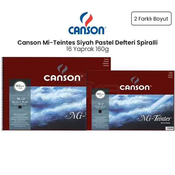 Canson Mi-Teintes Siyah Pastel Defteri Spiralli 16 Yaprak 160g ürün görseli 1