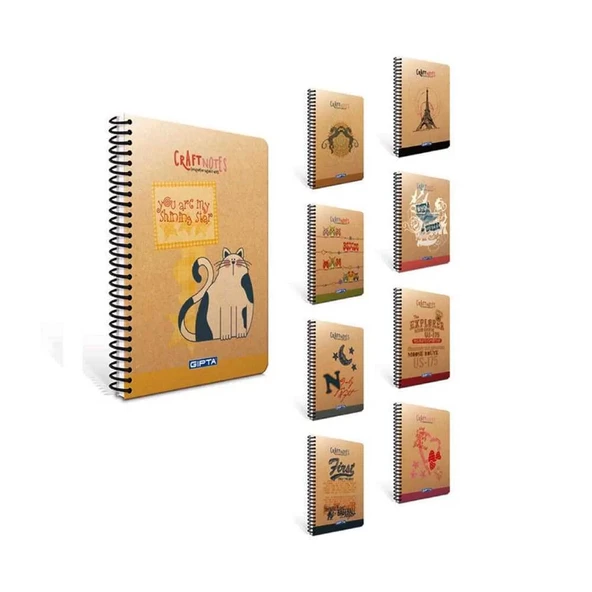 Gıpta Kraft Spiralli Sert Kapak Defter A4 100 Yaprak Kareli ürün görseli 1