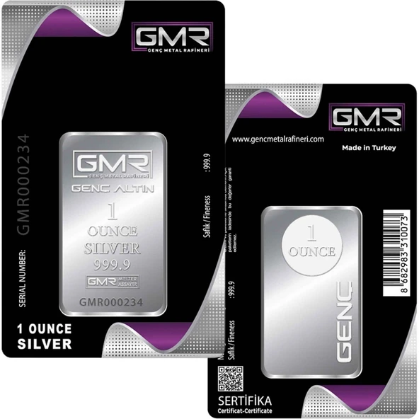 E-Gümüş 1 ONS (31.10 gr) Külçe Gümüş - Resim 3