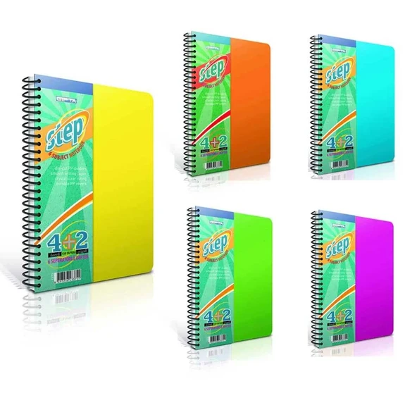 Gıpta StepSpiralli 4+2 Seperatörlü 17 x 24 x 150 Yaprak Defter ürün görseli 1