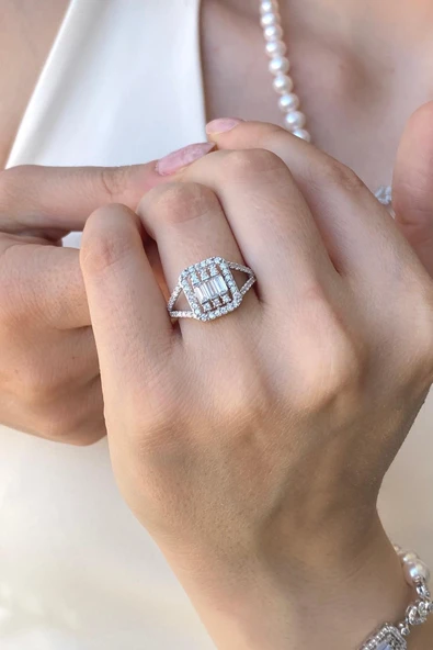 7,5 mm Kadın Baget Kesim Doğal İnci Küpe Kolye Bileklik Yüzük Dörtlü Set ürün görseli 1