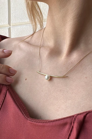 7,5 mm Doğal İnci Kolye - Resim 9