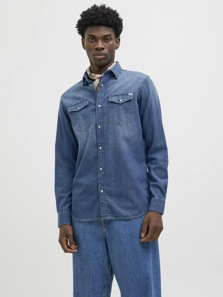 JJESHERIDAN SHIRT L/S NOOS Blue Denim Blue Denim XL ürün görseli 1