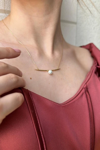 7,5 mm Doğal İnci Kolye - Resim 2