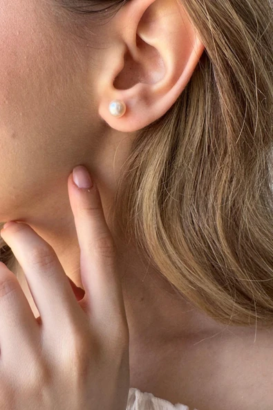 8,5 mm Doğal İnci Top Küpe ürün görseli 1