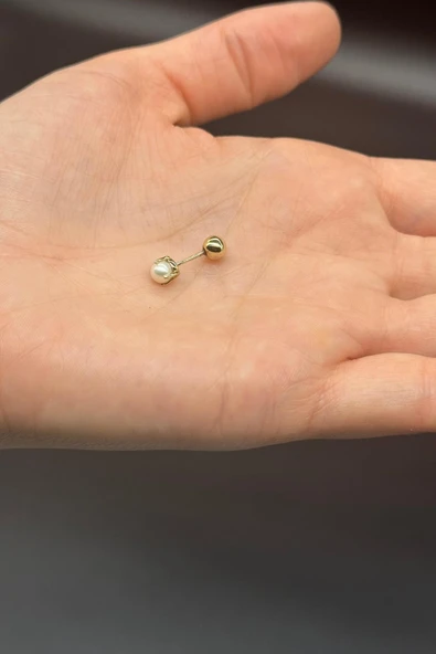 4,5 mm Tragus Doğal İnci Çift Taraflı Top Piercing ürün görseli 1