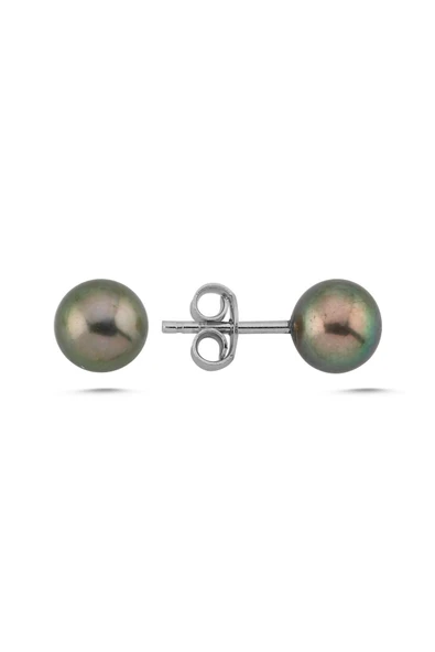 6,5 mm Siyah İnci Küpe - Resim 4