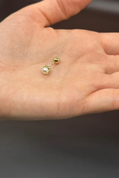 5,5 mm Tragus Doğal İnci Çift Taraflı Top Piercing ürün görseli 1