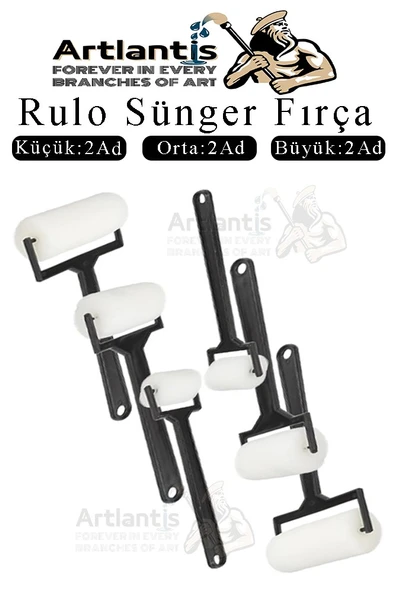 Sünger Rulo Fırça 6 lı 1 Paket Siyah Plastik Saplı Boyama Süngeri Sanatsal Sünger Boya Fırçası Parmak Guaj Akrilik Boya ürün görseli 1