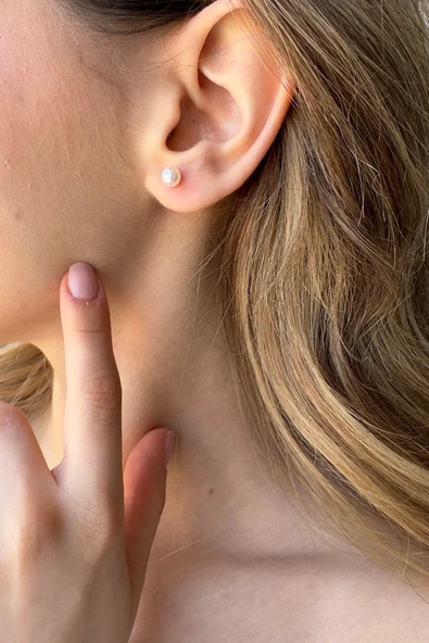 6,5 mm Doğal İnci Top Küpe ürün görseli 1