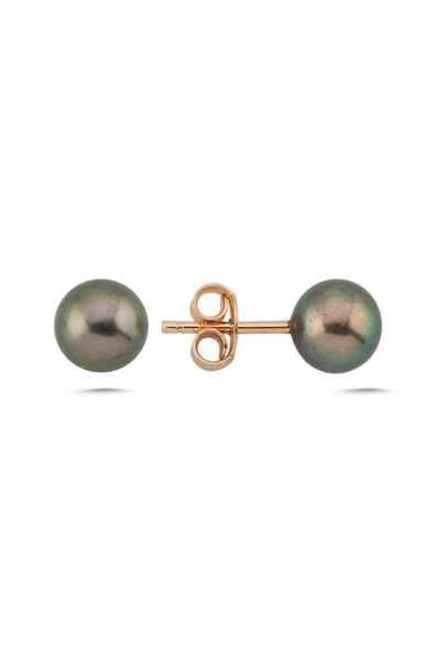 6,5 mm Siyah İnci Küpe - Resim 5
