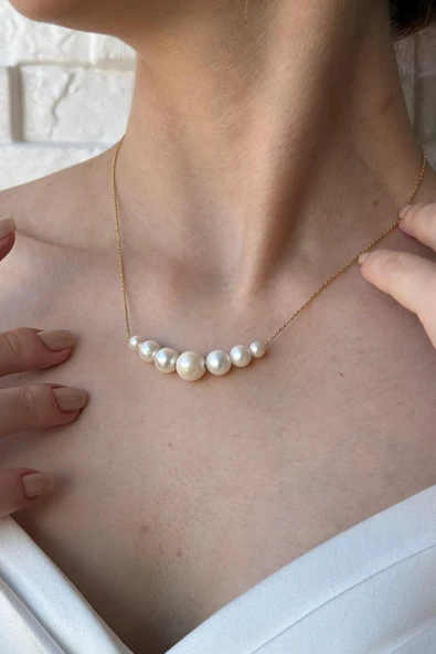10,5 mm Süzme Doğal İnci Kolye ürün görseli 1