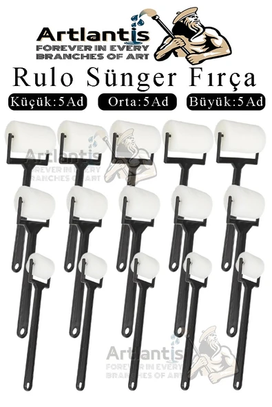 Sünger Rulo Fırça 15 li 1 Paket Siyah Plastik Saplı Boyama Süngeri Sanatsal Sünger Boya Fırçası Parmak Guaj Akrilik Boya ürün görseli 1