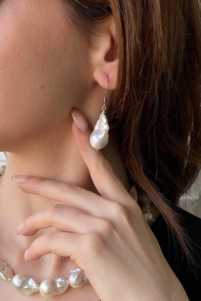 22,5 mm Barok İnci Dorikalı Küpe ürün görseli 1